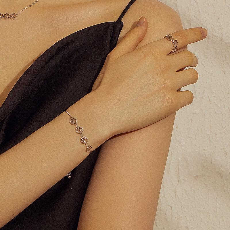 Bracelet de chaîne ajustable pour femme en argent