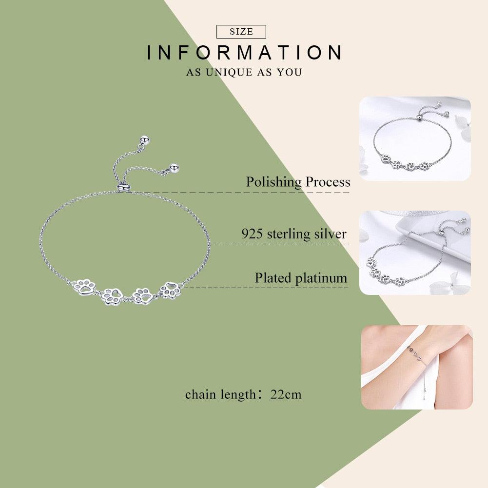 Bracelet de chaîne ajustable pour femme en argent