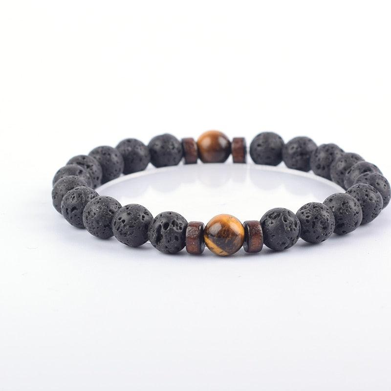 Bracelet de perles de lave naturelles tibétain avec bouddha pour homme 6tiger eye 8mm Beads