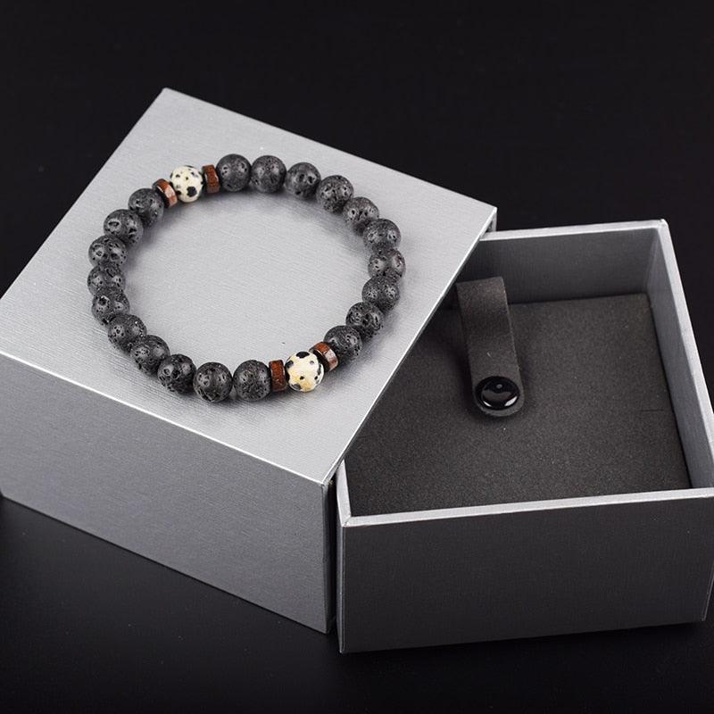 Bracelet de perles de lave naturelles tibétain avec bouddha pour homme