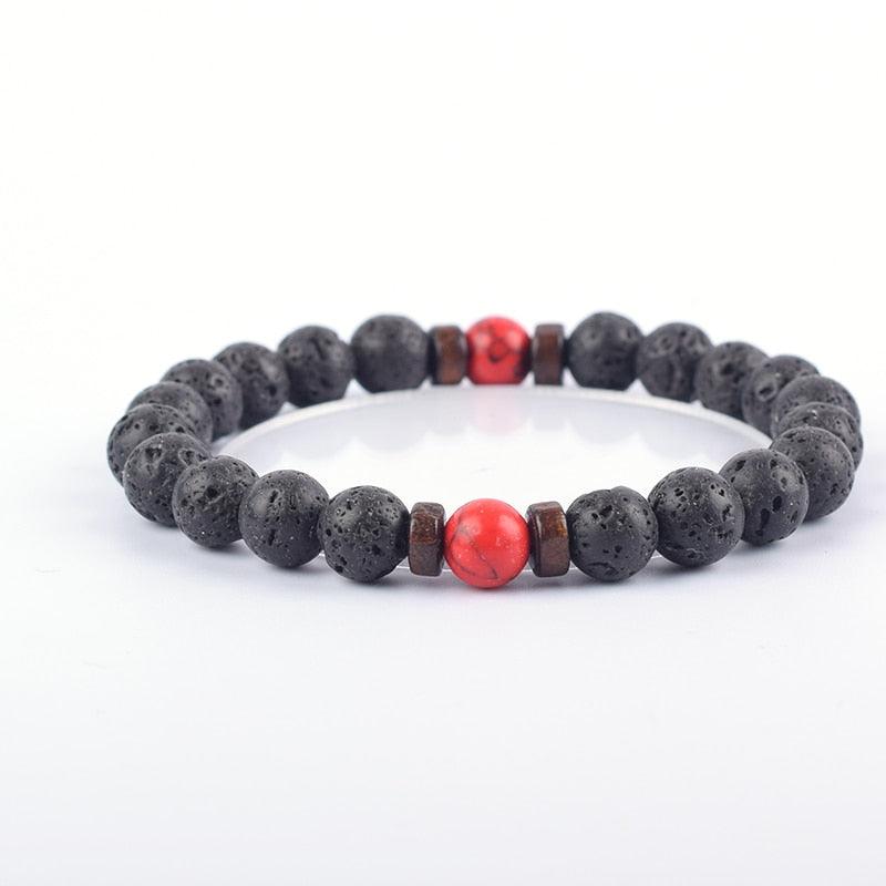 Bracelet de perles de lave naturelles tibétain avec bouddha pour homme 4korean pine 8mm Beads