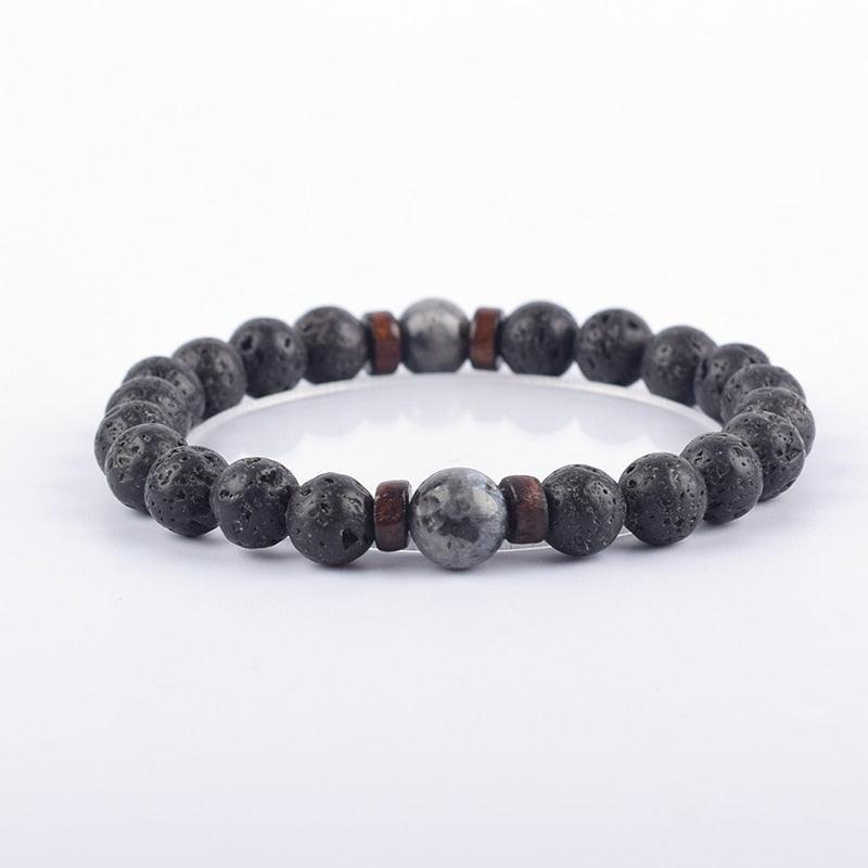 Bracelet de perles de lave naturelles tibétain avec bouddha pour homme 9labradorite 8mm Beads