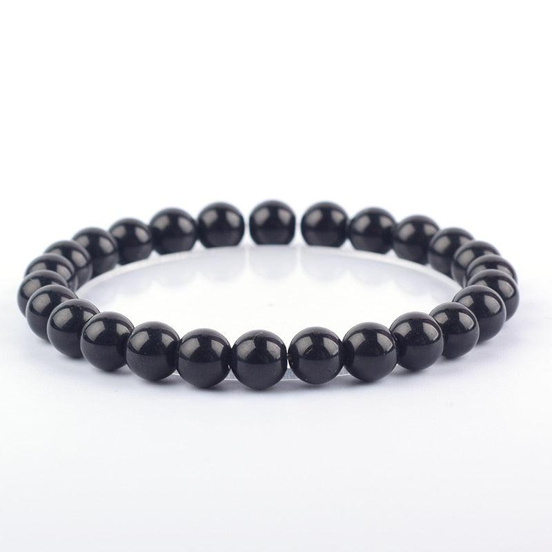 Bracelet de perles de lave naturelles tibétain avec bouddha pour homme 11obisidian 8mm Beads
