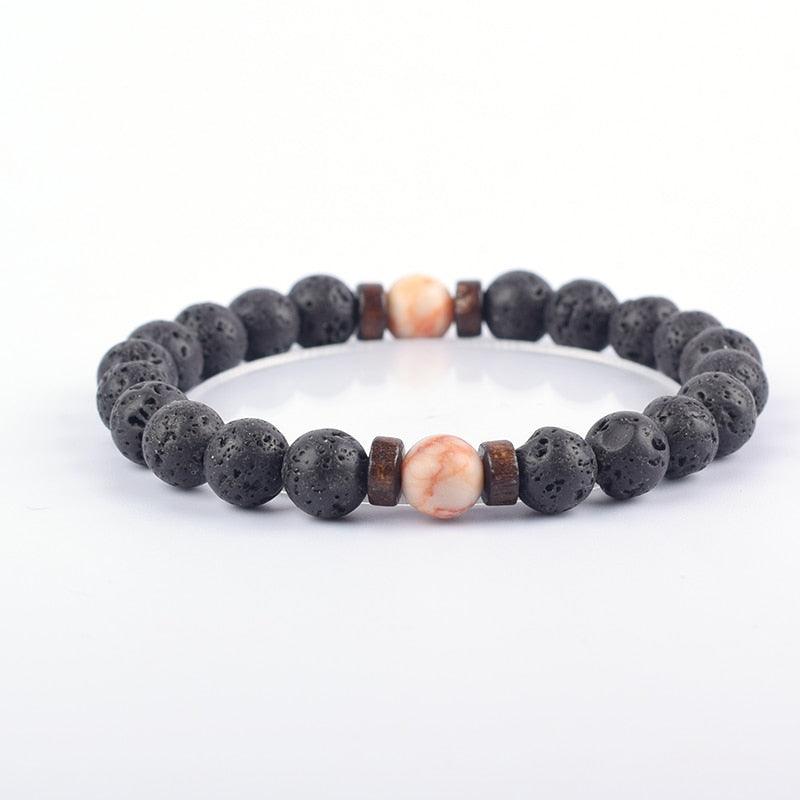 Bracelet de perles de lave naturelles tibétain avec bouddha pour homme 3red network 8mm Beads