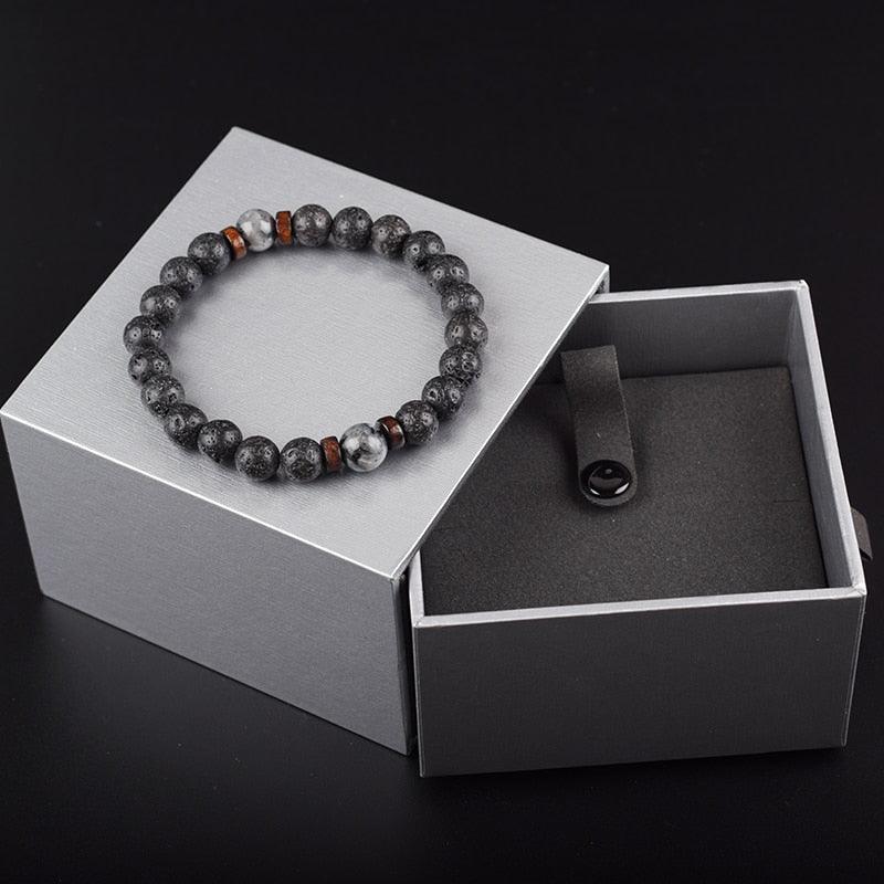 Bracelet de perles de lave naturelles tibétain avec bouddha pour homme