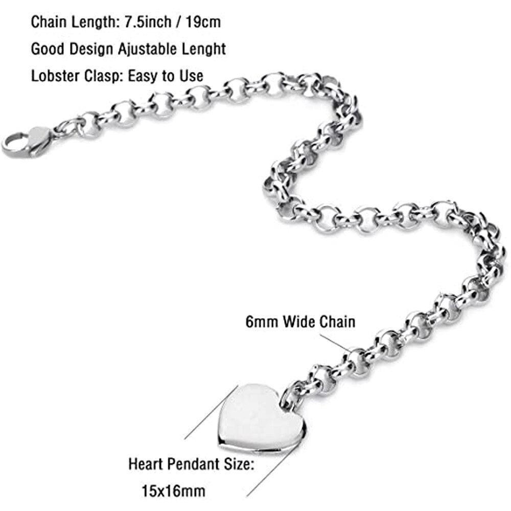 Bracelet en acier inoxydable avec initiale de charme pour femme