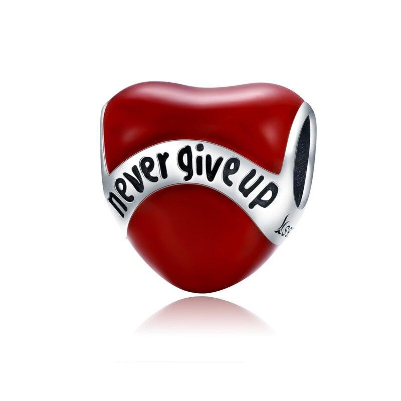 Bracelet en argent sterling 925 avec cœur en ECG et perles émaillées rouges pour femmes SCC808