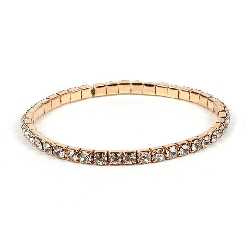 Bracelet en cristal CZ avec strass élastique pour femme