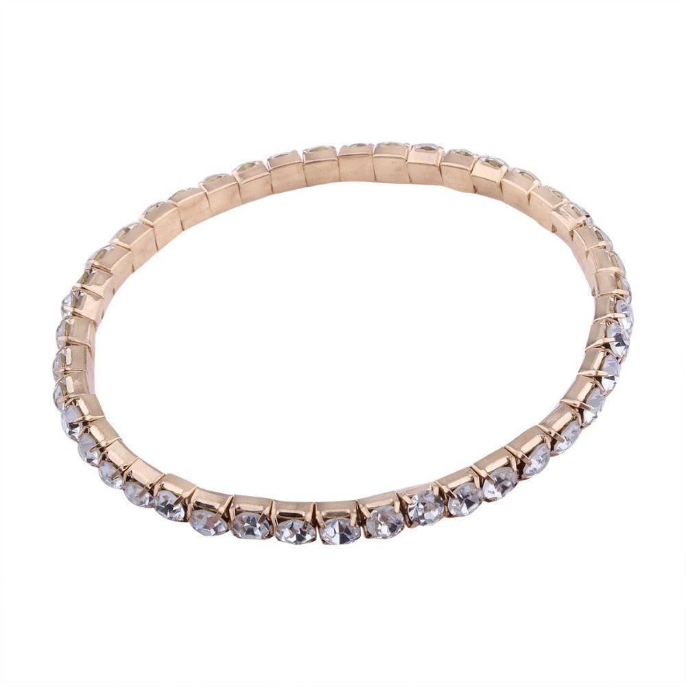 Bracelet en cristal CZ avec strass élastique pour femme