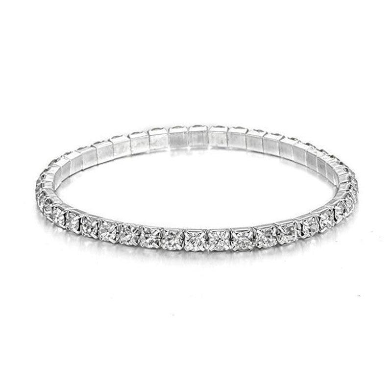 Bracelet en cristal CZ avec strass élastique pour femme