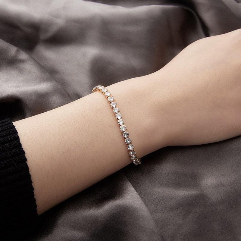 Bracelet en cristal CZ avec strass élastique pour femme