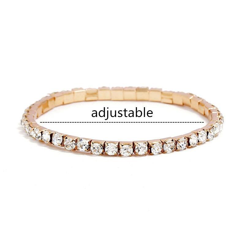 Bracelet en cristal CZ avec strass élastique pour femme