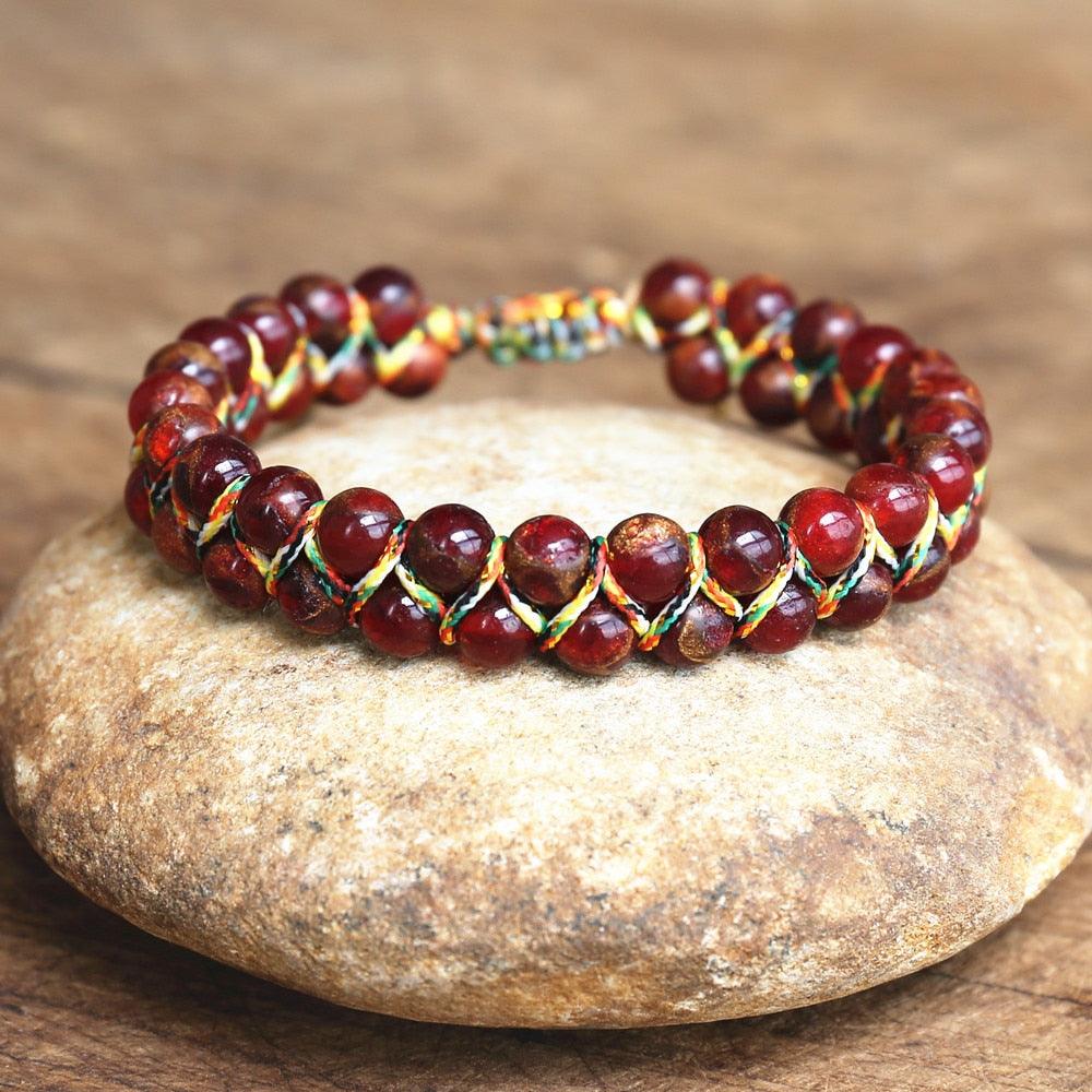 Bracelet en pierres naturelles tressées à la main A157