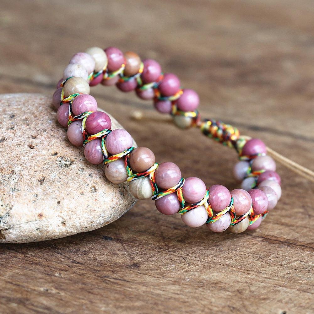Bracelet en pierres naturelles tressées à la main A161