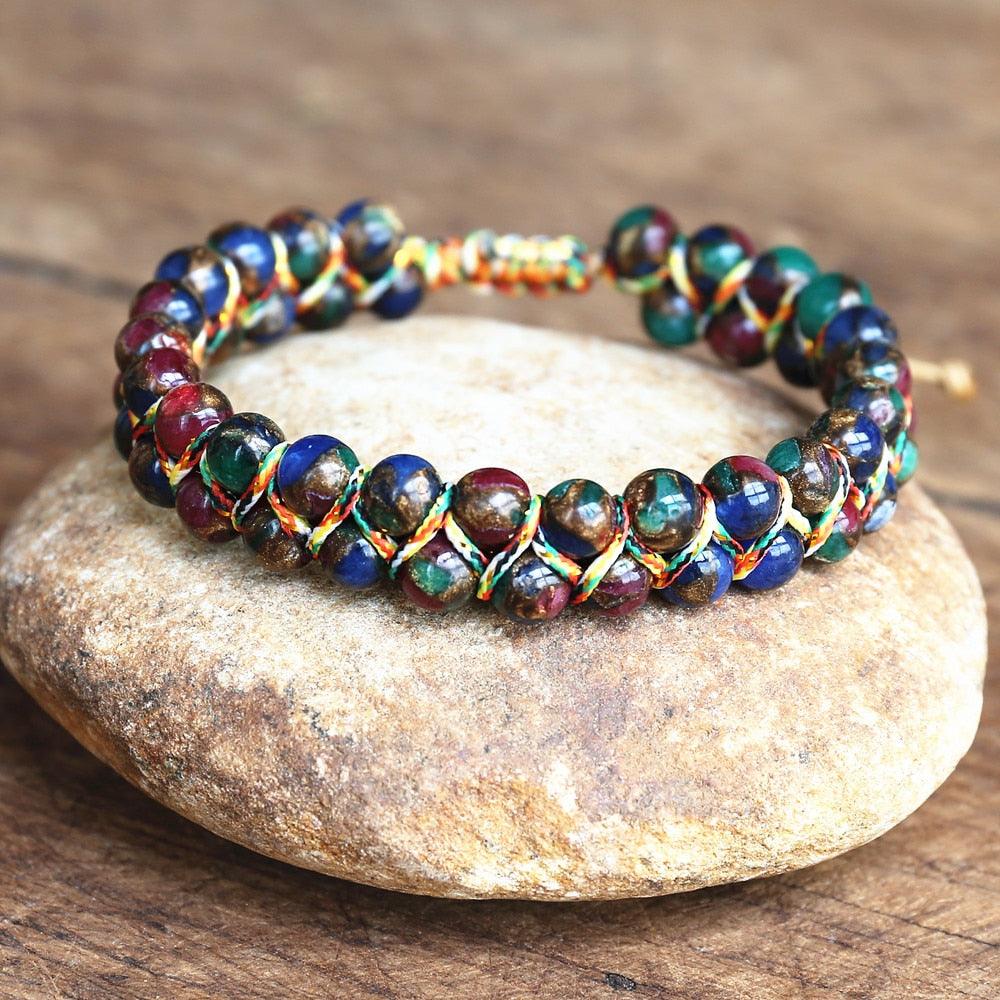 Bracelet en pierres naturelles tressées à la main A158