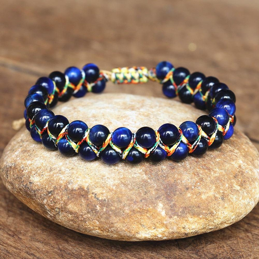 Bracelet en pierres naturelles tressées à la main A172