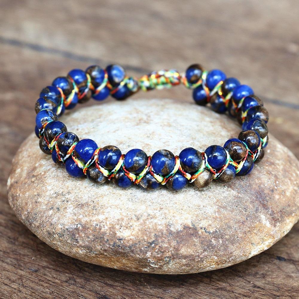 Bracelet en pierres naturelles tressées à la main A163