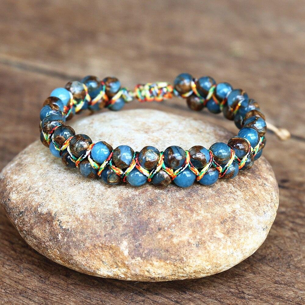 Bracelet en pierres naturelles tressées à la main A170