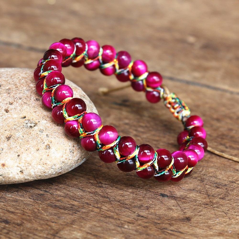 Bracelet en pierres naturelles tressées à la main A175