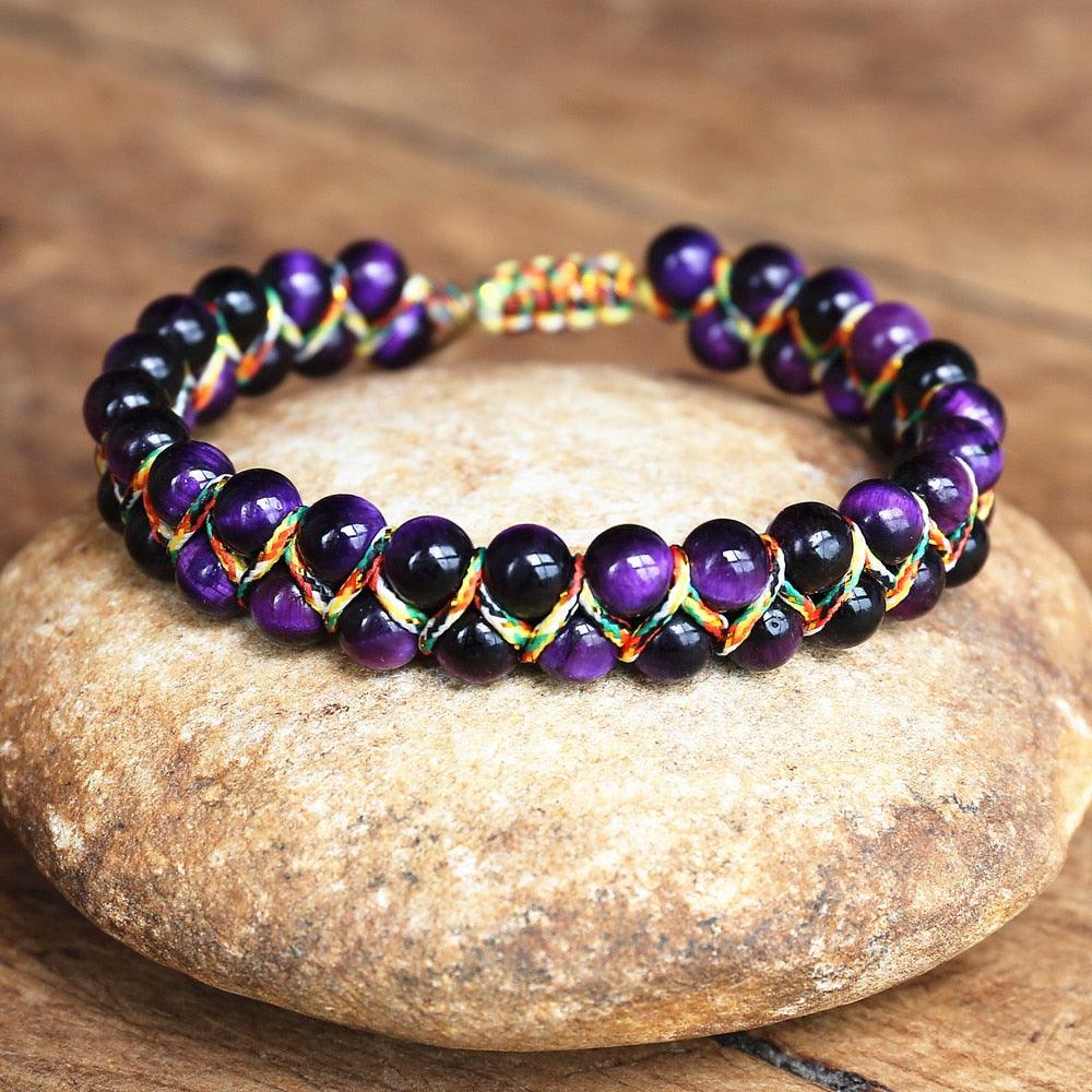 Bracelet en pierres naturelles tressées à la main A182