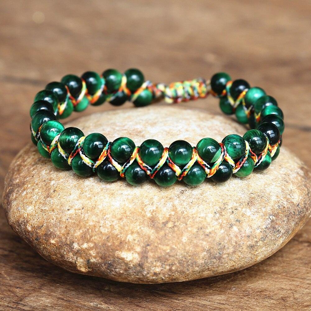 Bracelet en pierres naturelles tressées à la main A173