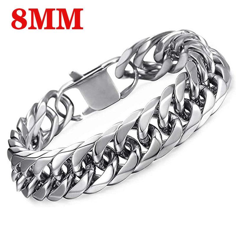Bracelet homme en acier inoxydable épais HNSP 8MM - 14MM 8MM