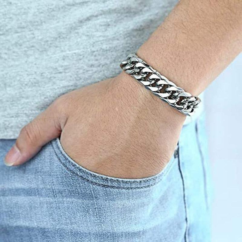 Bracelet homme en acier inoxydable épais HNSP 8MM - 14MM