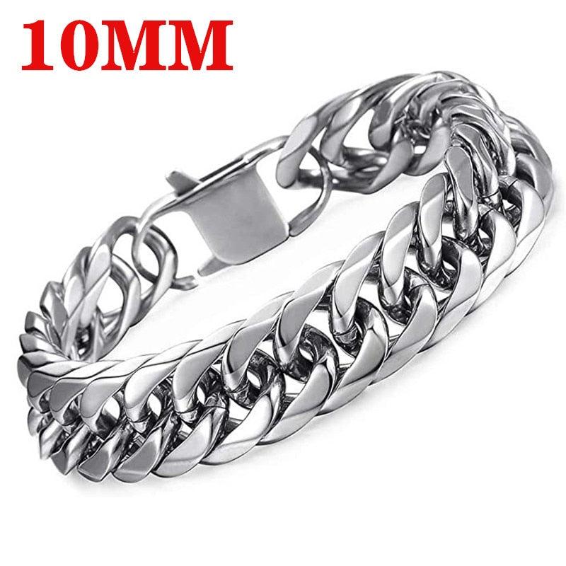 Bracelet homme en acier inoxydable épais HNSP 8MM - 14MM 10MM