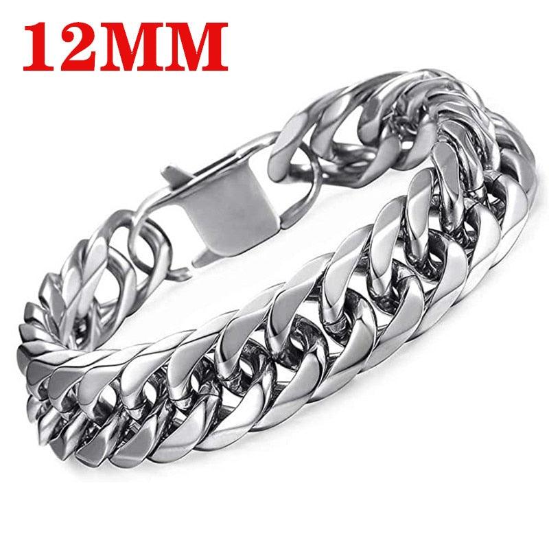 Bracelet homme en acier inoxydable épais HNSP 8MM - 14MM 12MM