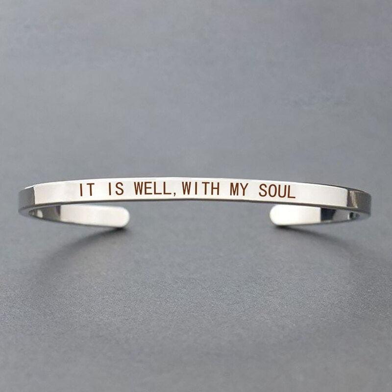 "Bracelet inspirant avec citation positive" SILVER 2