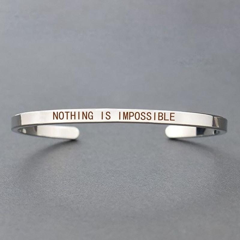 "Bracelet inspirant avec citation positive" SILVER
