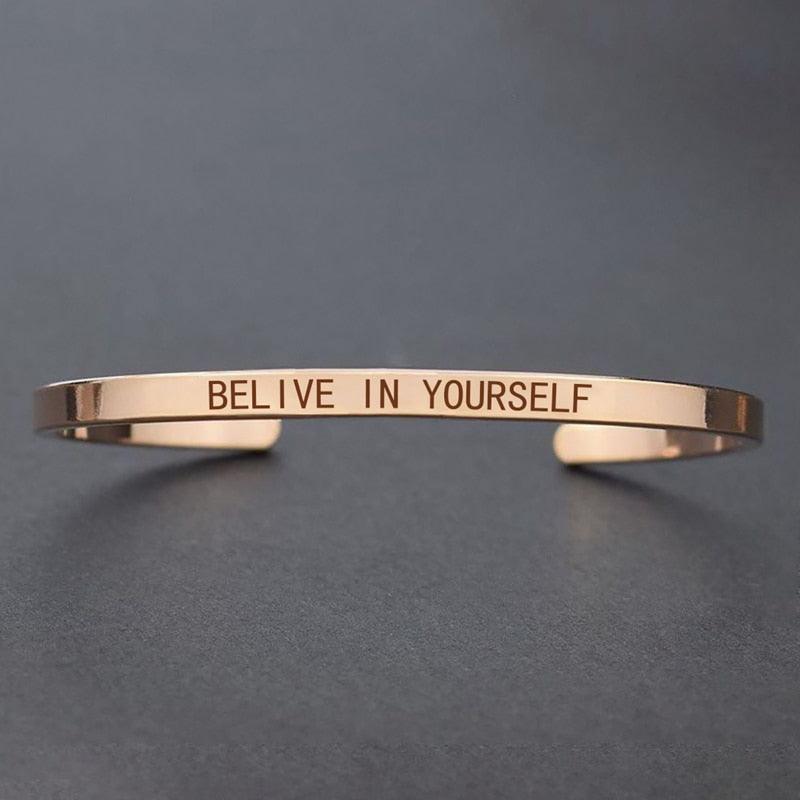 "Bracelet inspirant avec citation positive" ROSE GOLD 4
