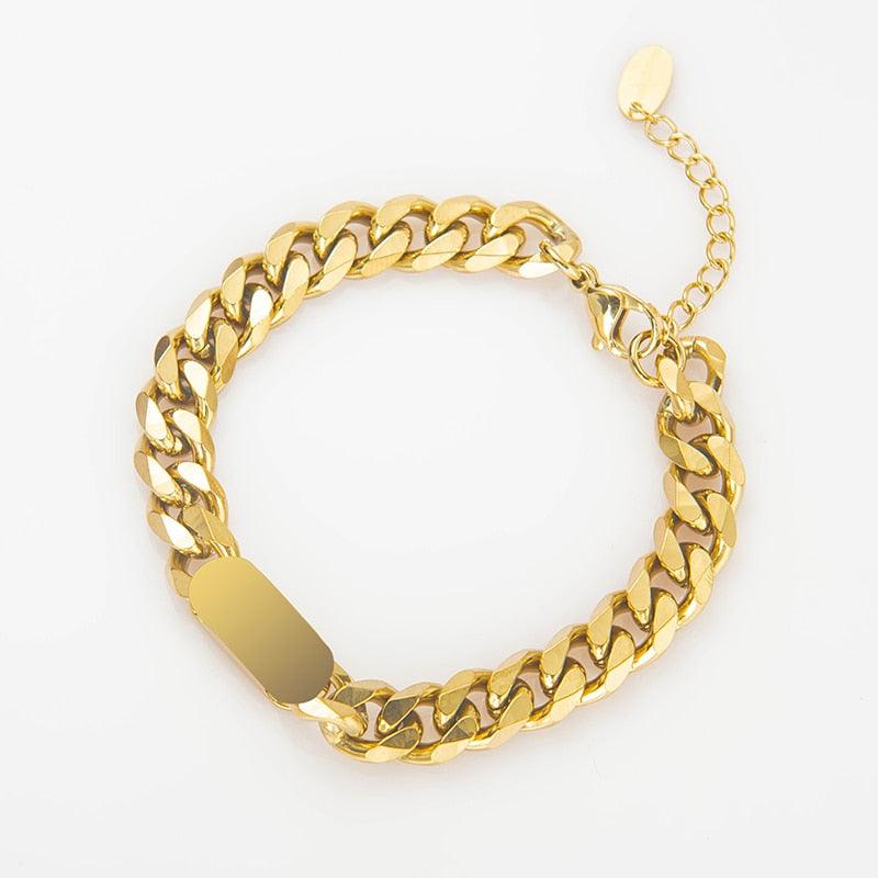 "Bracelets chaîne cubaine dorée pour femme"
