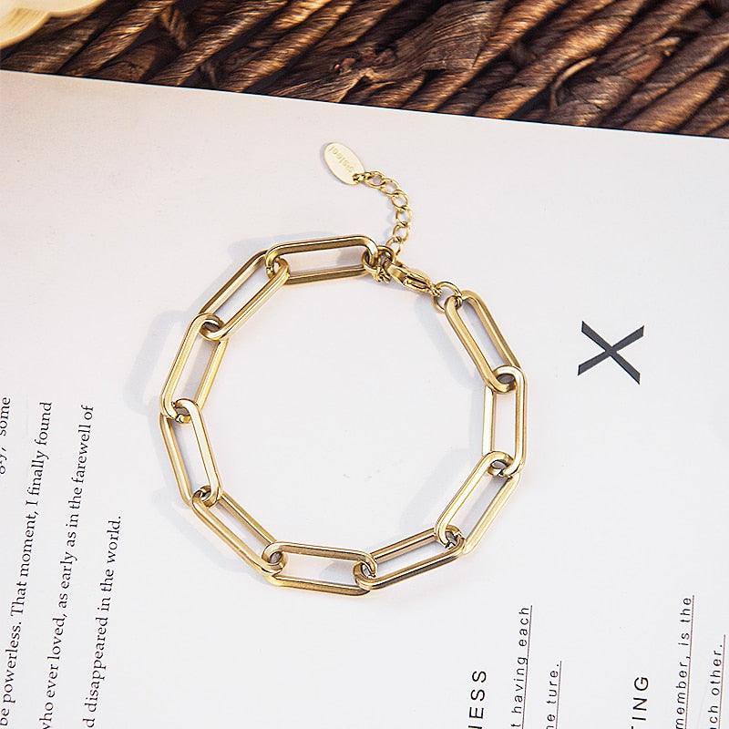 "Bracelets chaîne cubaine dorée pour femme"