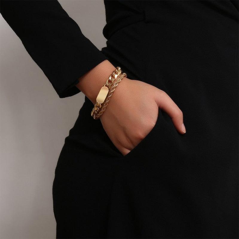 "Bracelets chaîne cubaine dorée pour femme"