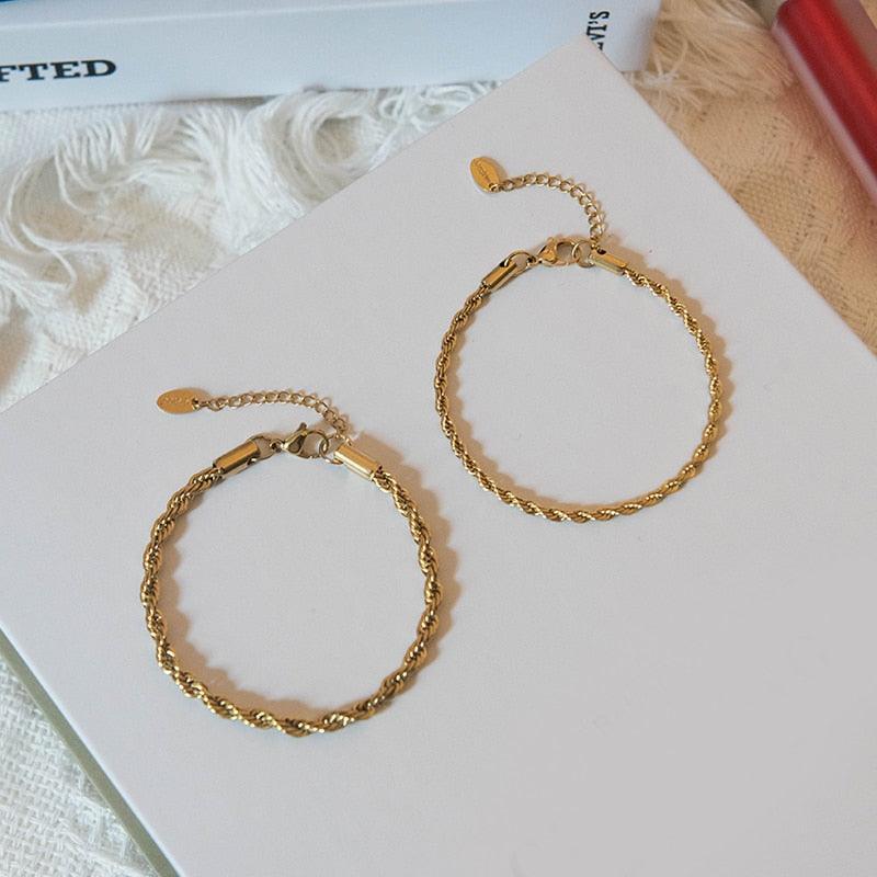 "Bracelets chaîne cubaine dorée pour femme"