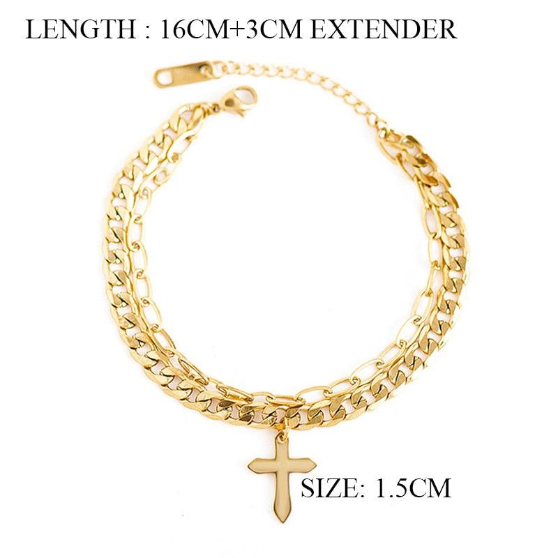 "Bracelets chaîne cubaine dorée pour femme" Style 5