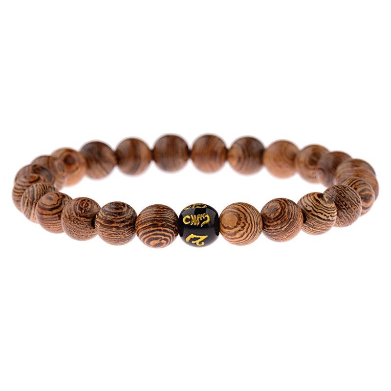 Bracelets en bois naturel pour homme et femme ABJ036-4