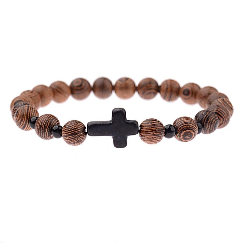 Bracelets en bois naturel pour homme et femme ABJ028-1