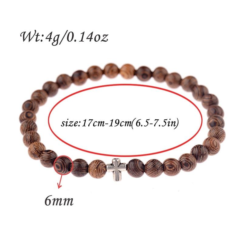 Bracelets en bois naturel pour homme et femme 6mm