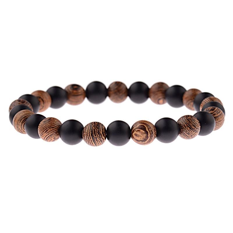 Bracelets en bois naturel pour homme et femme ABJ036-1