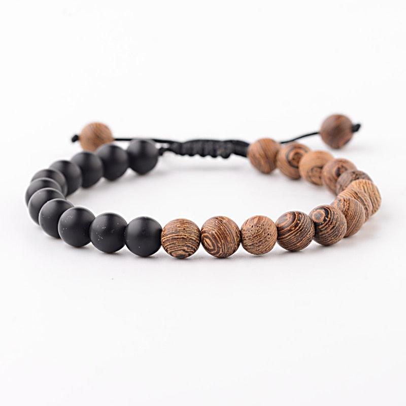 Bracelets en perles de bois naturelles pour hommes et femmes ABK040-10