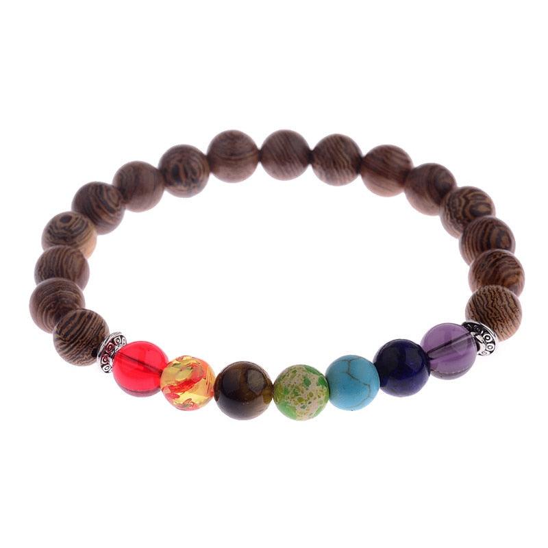 Bracelets en perles de bois naturelles pour hommes et femmes 002-3