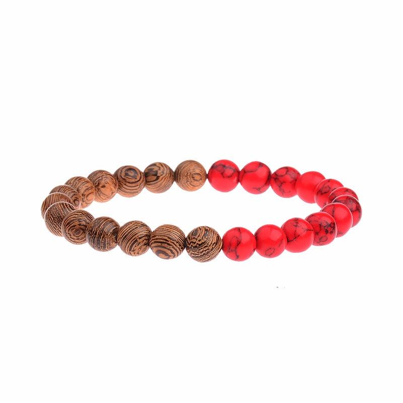 Bracelets en perles de bois naturelles pour hommes et femmes 022-2