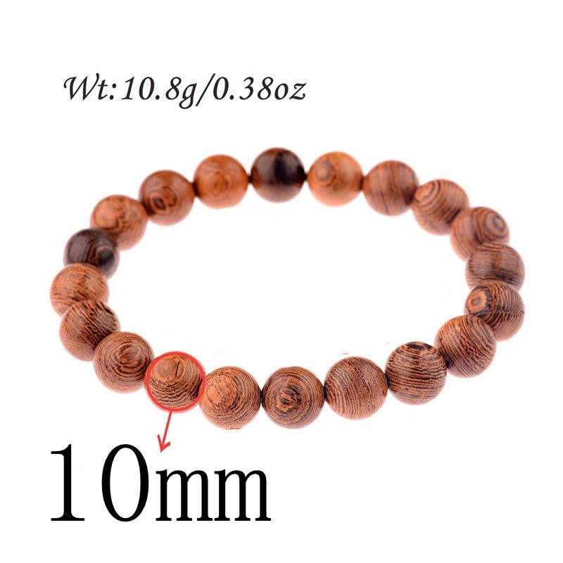Bracelets en perles de bois naturelles pour hommes et femmes ABJ044-4