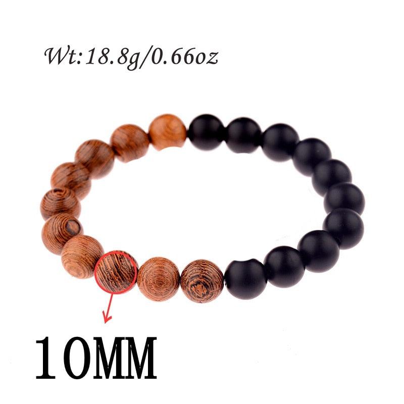 Bracelets en perles de bois naturelles pour hommes et femmes ABJ044-2