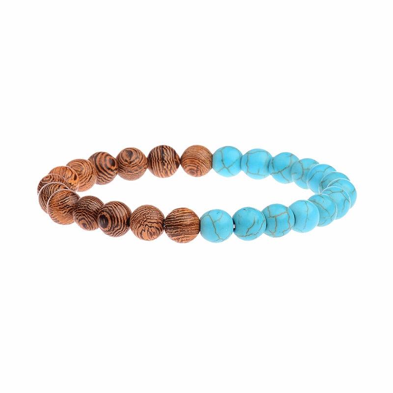 Bracelets en perles de bois naturelles pour hommes et femmes 022-1