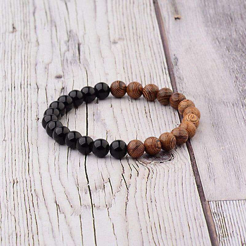Bracelets en perles de bois naturelles pour hommes et femmes 005-A2