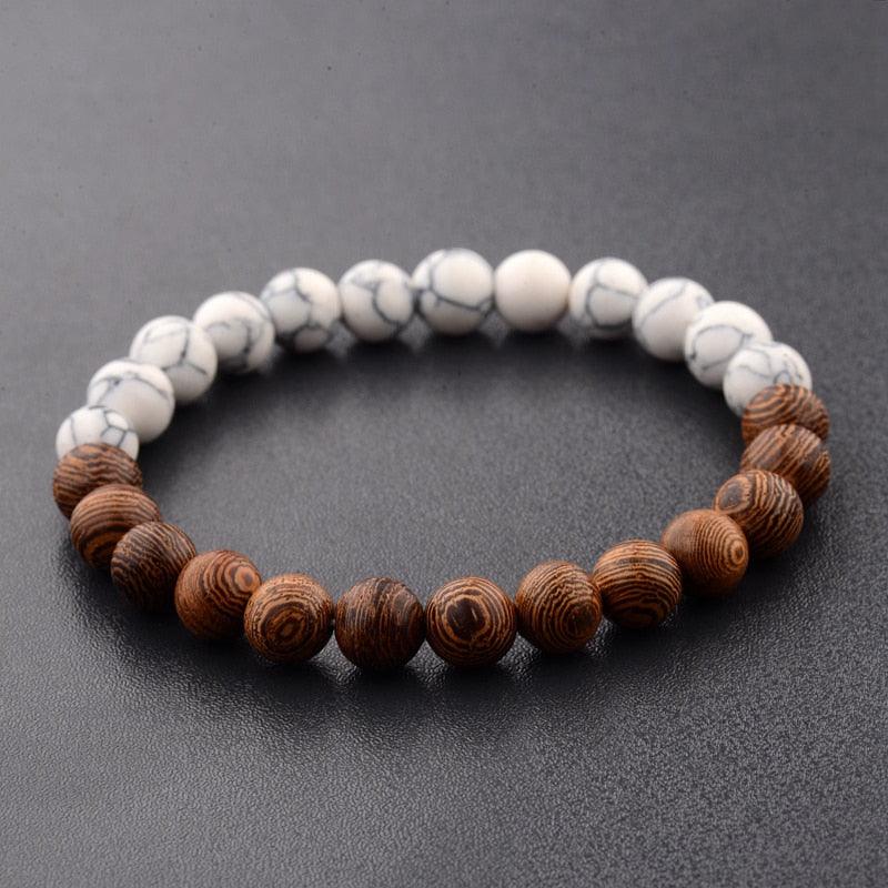 Bracelets en perles de bois naturelles pour hommes et femmes