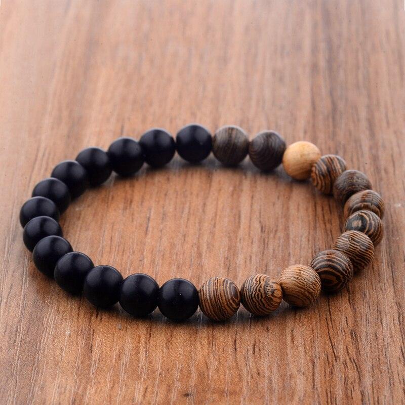 Bracelets en perles de bois naturelles pour hommes et femmes